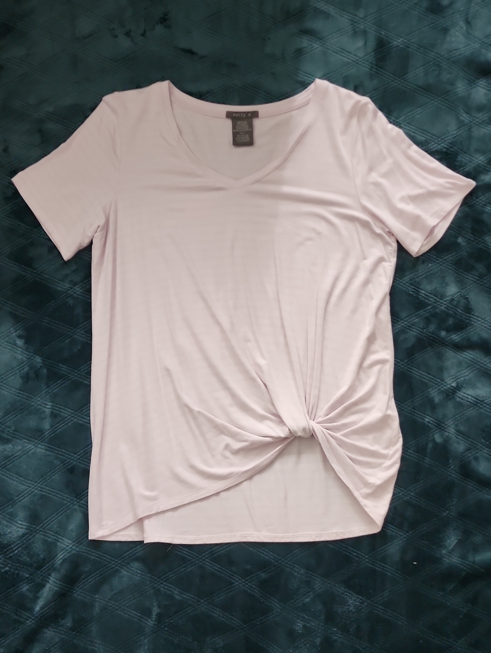 Women's Light Pink V-Neck Twist Front Top